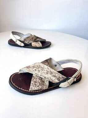 Handmade Mexican Cross Strap Cowhide and Tire Tread Huarache Sandals Size 8